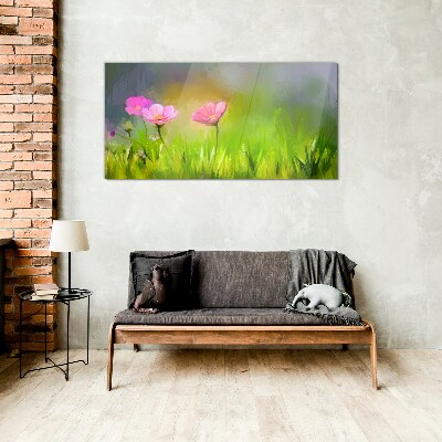 A floral dream in pastel colors Glass Wall Art