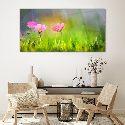 A floral dream in pastel colors Glass Wall Art