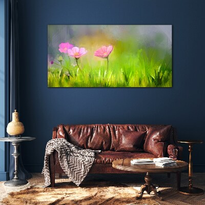 A floral dream in pastel colors Glass Wall Art