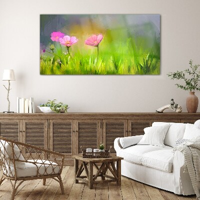 A floral dream in pastel colors Glass Wall Art