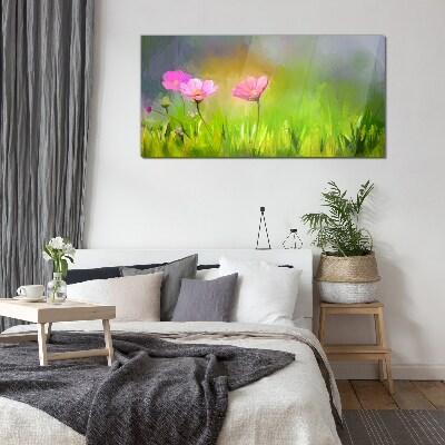 A floral dream in pastel colors Glass Wall Art