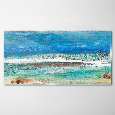 Calm Sea in Shades of Blue Glass Wall Art