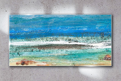 Abstract beach sea waves Glass Wall Art