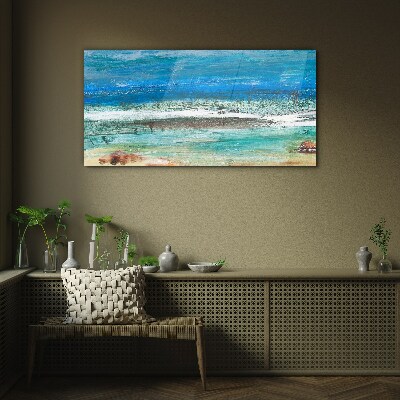Calm Sea in Shades of Blue Glass Wall Art