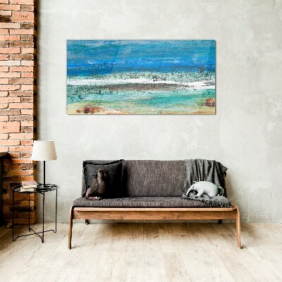Calm Sea in Shades of Blue Glass Wall Art
