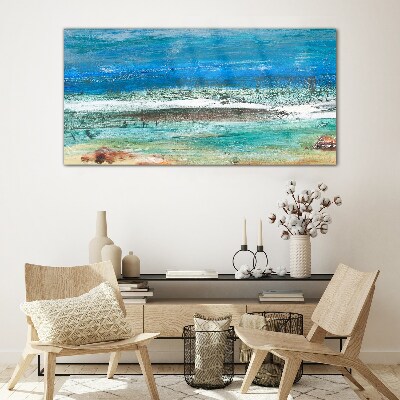 Calm Sea in Shades of Blue Glass Wall Art