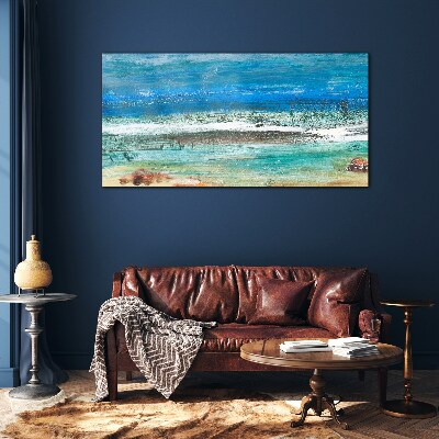 Calm Sea in Shades of Blue Glass Wall Art