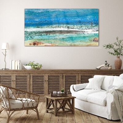 Calm Sea in Shades of Blue Glass Wall Art