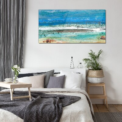 Calm Sea in Shades of Blue Glass Wall Art