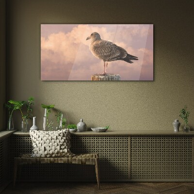 Winged Guardian in the Clouds Glass Wall Art
