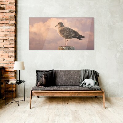 Winged Guardian in the Clouds Glass Wall Art