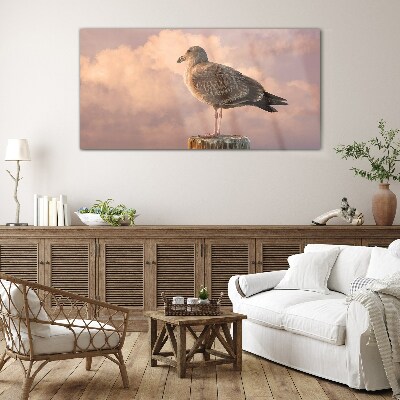Winged Guardian in the Clouds Glass Wall Art