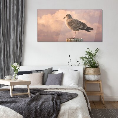 Winged Guardian in the Clouds Glass Wall Art