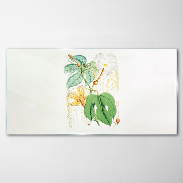 Floral motif in pastel colors Glass Wall Art