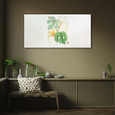 Floral motif in pastel colors Glass Wall Art