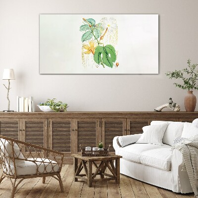 Floral motif in pastel colors Glass Wall Art