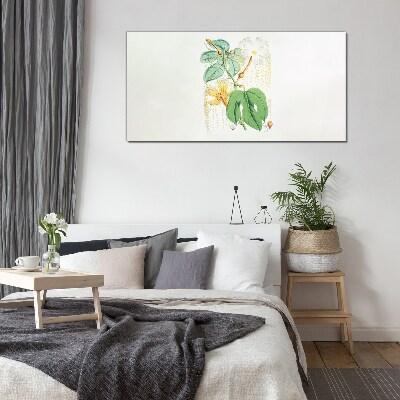 Floral motif in pastel colors Glass Wall Art
