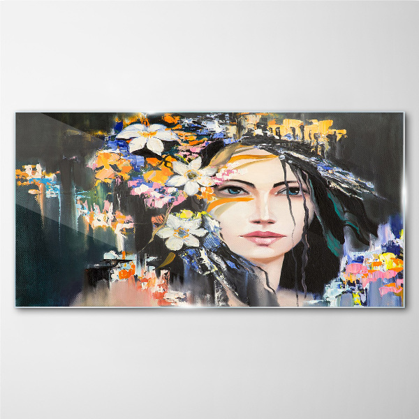 Floral portrait elegance Glass Wall Art