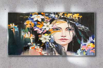 Floral portrait elegance Glass Wall Art