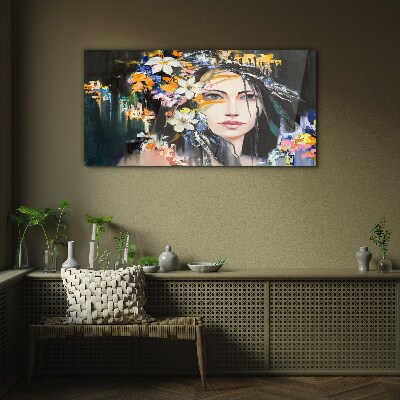 Floral portrait elegance Glass Wall Art