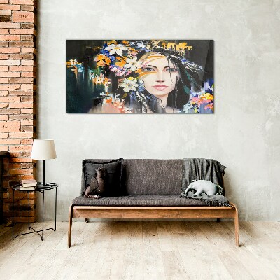 Floral portrait elegance Glass Wall Art