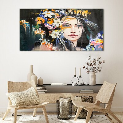 Floral portrait elegance Glass Wall Art