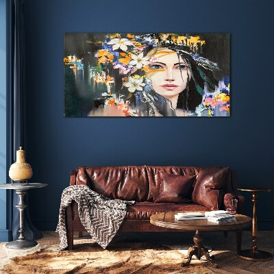 Floral portrait elegance Glass Wall Art