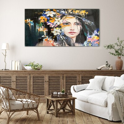 Floral portrait elegance Glass Wall Art