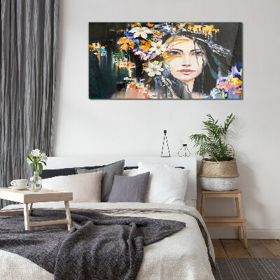Floral portrait elegance Glass Wall Art