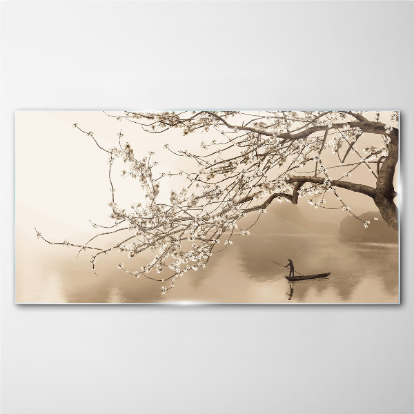 Cherry tree flowers Glass Wall Art