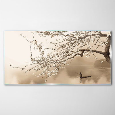 Cherry tree flowers Glass Wall Art