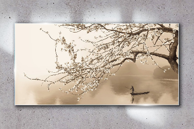 Sepia toned landscape Glass Wall Art