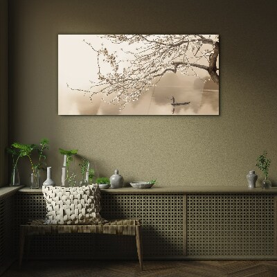 Sepia toned landscape Glass Wall Art