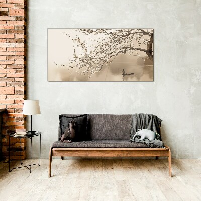 Sepia toned landscape Glass Wall Art