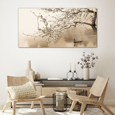 Cherry tree flowers Glass Wall Art