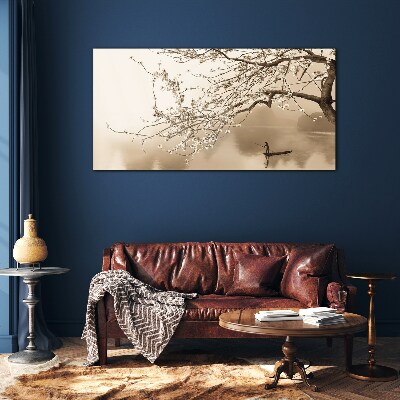 Sepia toned landscape Glass Wall Art