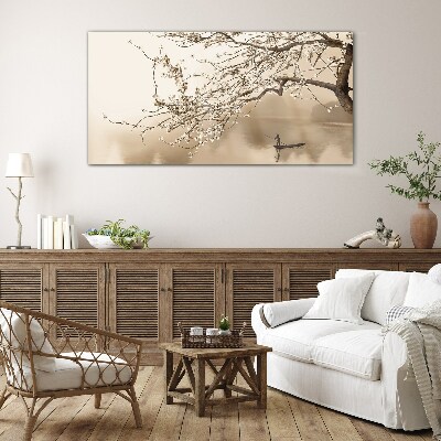 Sepia toned landscape Glass Wall Art