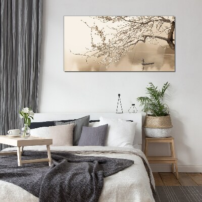 Sepia toned landscape Glass Wall Art