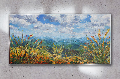 Summer landscapes in the colors of nature Glass Wall Art