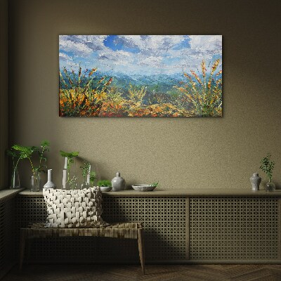 Abstraction clouds mountains Glass Wall Art