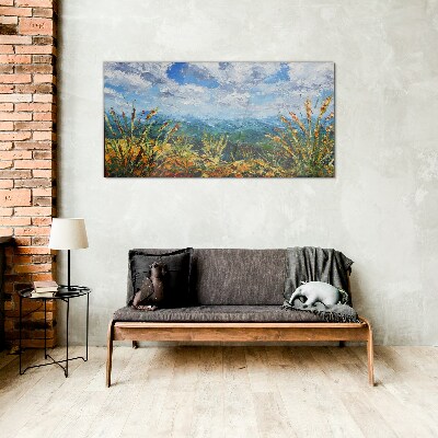 Summer landscapes in the colors of nature Glass Wall Art