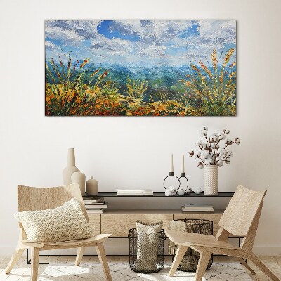 Summer landscapes in the colors of nature Glass Wall Art