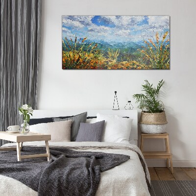 Summer landscapes in the colors of nature Glass Wall Art