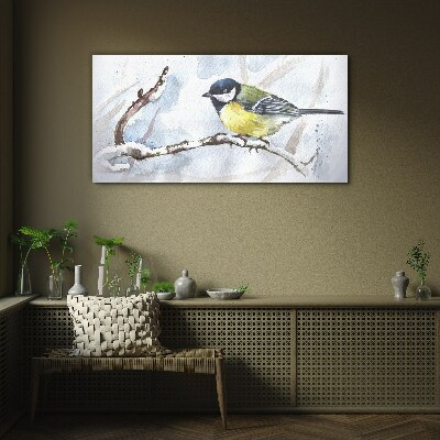 Winter Singer on a Branch Glass Wall Art