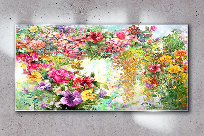 A flower paradise in pastel colors Glass Wall Art