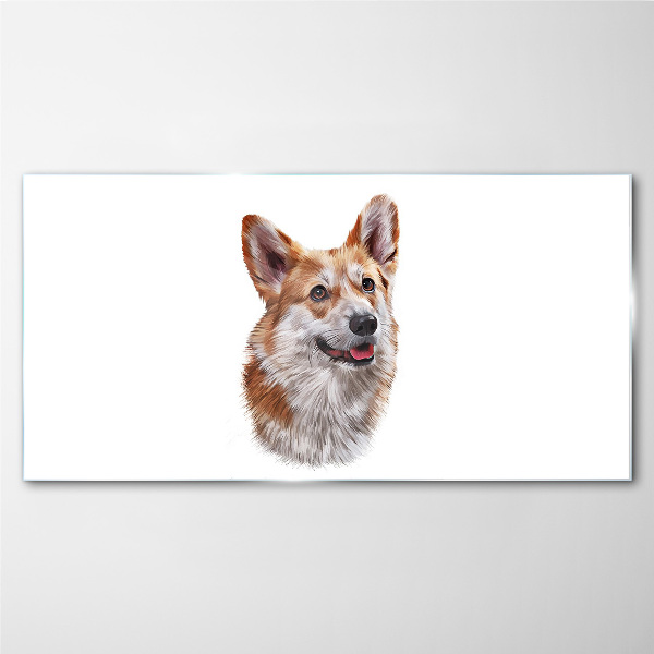 Portrait of a cheerful Corgi dog Glass Wall Art
