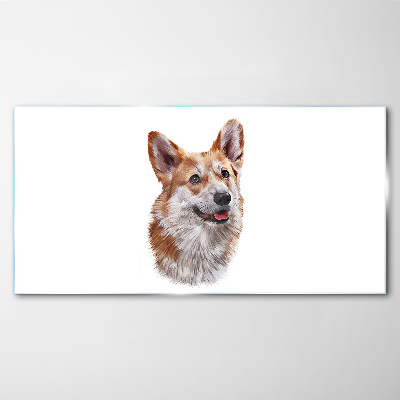 Portrait of a cheerful Corgi dog Glass Wall Art