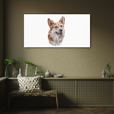 Portrait of a cheerful Corgi dog Glass Wall Art