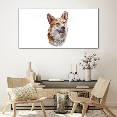 Portrait of a cheerful Corgi dog Glass Wall Art