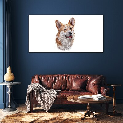 Portrait of a cheerful Corgi dog Glass Wall Art